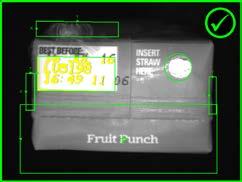 Multiple inspections are performed on a juice box, including