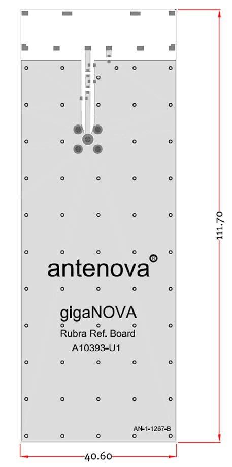 Rubra GSM SMD Antenna 11-4 Reference boards The reference board has been designed for evaluation purposes of Rubra GSM antenna and it includes a SMA female connector.