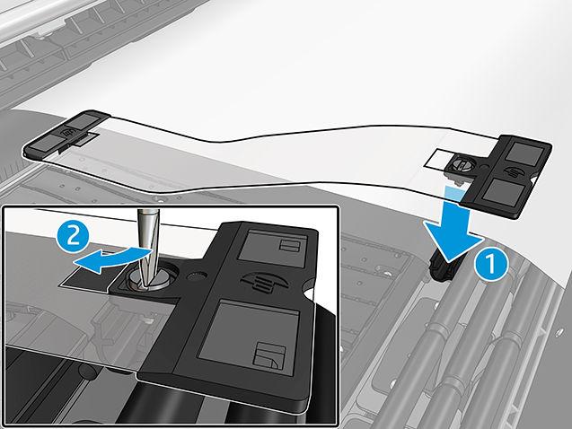 2. Clip the edge holder onto rear side of the platen substrate protector situated between the printer platen and Double-sided Day Night platen light. 3.