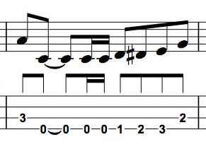 B Section - Bar 1 Beat 1-2-3-4 contains only the Chord Tones the Root, the 5th and the b7th of C7 B Section - Bar 2 Beat 1-2-3-4 starts out with the