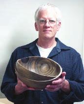 Steve Rosenthal showed a natural edge red alder bowl, finished with 50% Deft.