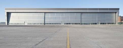 The buildings and hangar door installations in chronological order were as follows: 1. Overhaul hangar 1st section Realisation: September 01 to December 013 Hangar door 105 x 17.