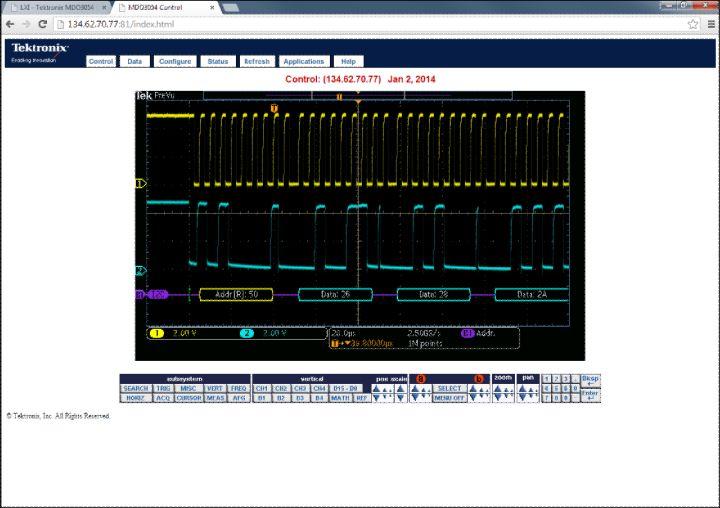 Mixed Domain Oscilloscopes -- MDO3000 Series The MDO3000 Series Platform Large high-resolution display The MDO3000 Series features a 9 inch (229 mm) wide-screen, highresolution (800 480 WVGA) display