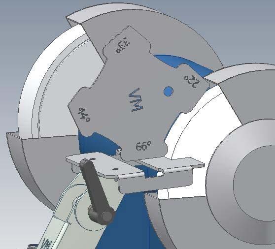 Then adjust the Grinding Rest to meet flush with the bottom of the Vicmarc Quick Tool Setter as shown below.
