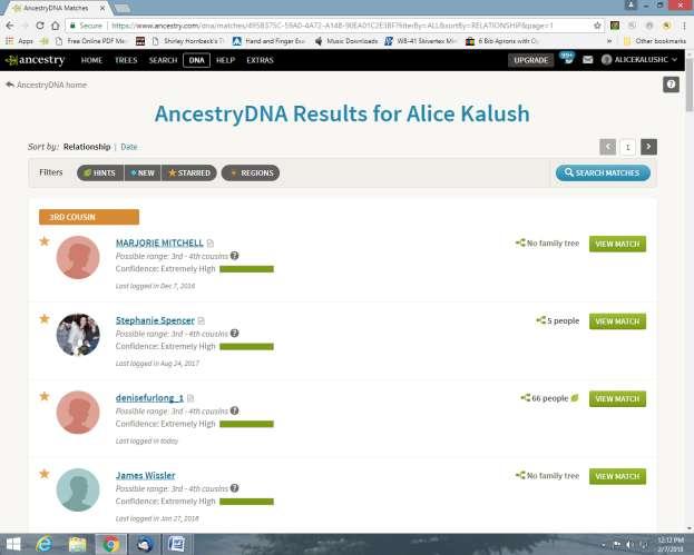 A third way (and relatively easy way) to get at your Gable DNA matches is on the main AncestryDNA Results for your name screen. At the top right corner of the screen is Search Matches.