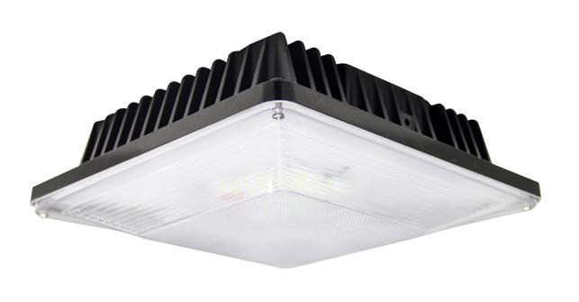 This elegant low-profile LED canopy fixture is ideal for parking garages or other applications using Metal Halide (MH), High-Pressure Sodium (HPS) or High Intensity Discharge (HID) luminaires.