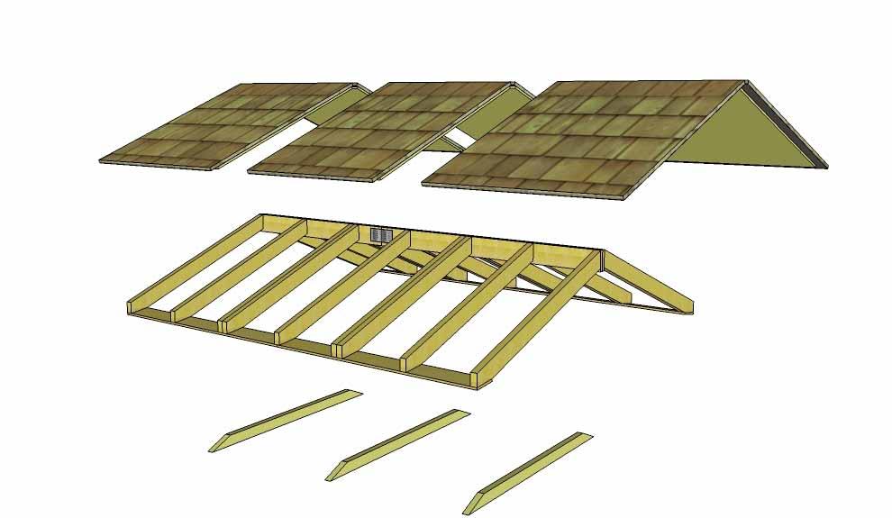 C. & D. Rafter and Roof Section Exploded view of all parts necessary to complete the Roof Section. Identify all parts prior to starting.