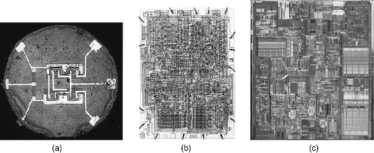 2 INTRODUCTION Figure. Microphotographs of three landmark ICs from the evolution of the IC technology (the sizes of the dies are not to scale).