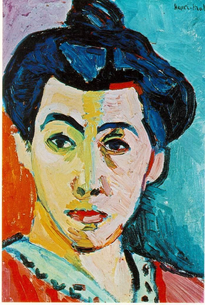 Fauvism has harsh colors and painting with figures that are flattened. This means that people or animals or other figures don't look realistic because they don't look like they are 3D.