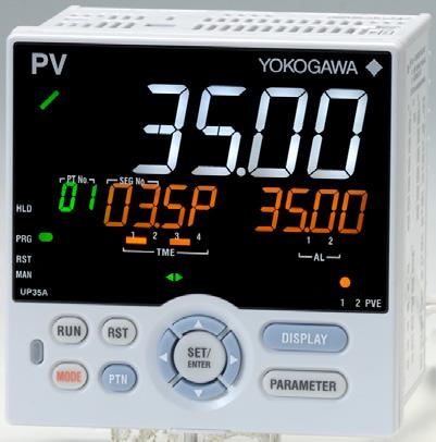 The UP35A also support open networks such as Ethernet communication. Features A 14-segment, active (PV display color changing function) color LCD display is employed.