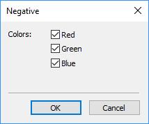 Dialog box Select the color channels you want to invert. Click OK to proceed.