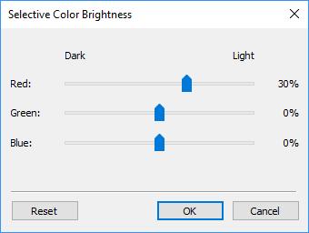 decrease the brightness of red, green and blue pixels in the image.