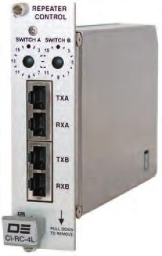 The repeater control card allows P25 digital or analog signals to pass transparently from the receivers to the transmitters in repeater, crossband, or linked repeater systems.