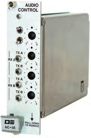 receiver and transmitter operating frequencies. Two switches are mounted on the front of the audio control card that can be configured to control CTCSS on / off or repeat disable.