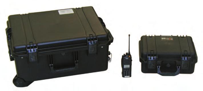 Radio with 30 W Power Amplifier Power supply, battery backup, speaker Briefcase Package (ET-4-A09-01) includes: Polyethylene Briefcase (ET-4-A09-00) Rugged case with 9 RU of space, wheels,
