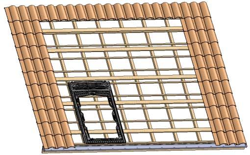 MAXIMUM of the edge of the tile 0 mm MAXIMUM Reference support batten (d)* 2 Position the frame (1) in the rake direction using two screws