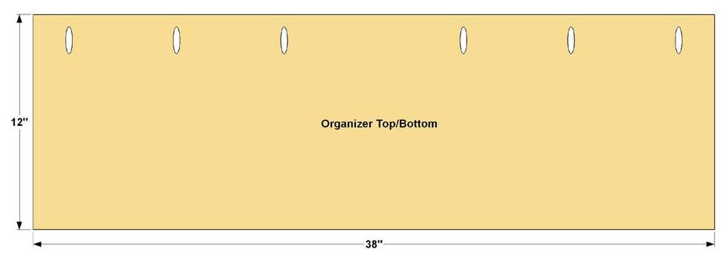 Step 15: Cut one Organizer Back, one Organizer Top, and one Organizer Bottom to size from 3/4" MDF, as shown in the cutting diagram.