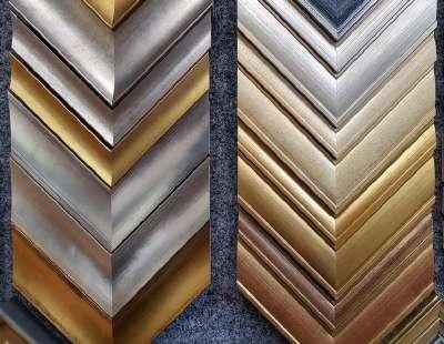 Metallic frames come in bright gold and silver, champagne gold (a mix of gold and silver) and more recently, bronze and pewter, though there are only a few.