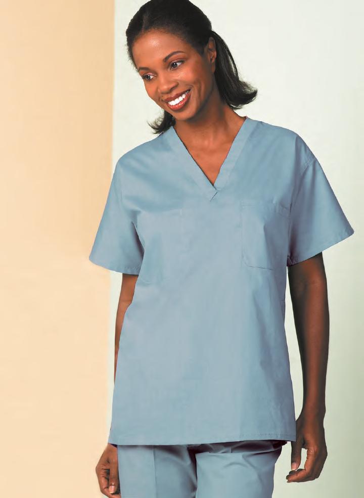 Ciel blue Navy Sizes: XS - XL (2XL - 5XL extra charge) BARRIER FRONT UNISEX PRECAUTION GOWNS 42 1/2 length, 55 1/2 sweep, white knit cuffs, front and sleeves made of single-ply fluid resistant