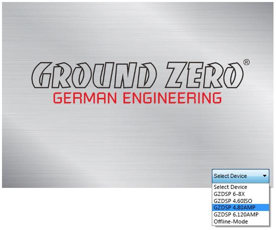 80AMP should be selected as device (Select Device). The latest software version can be downloaded from this page: www.ground-zero-audio.