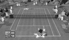 BASIC TECHNIQUES SERVE To serve, toss the ball into the air by swinging the Wii Remote upwards, and then hit the ball by swinging the Wii Remote