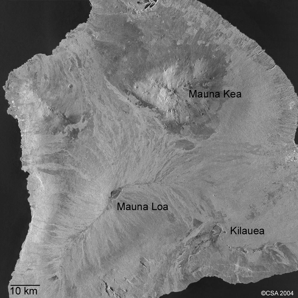 Volcanology Radarsat image of Hawaii showing