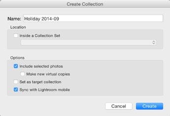 When you re viewing a collection, Delete only removes the photo from the collection, rather than from the catalog or hard drive. COLLECTIONS Collections are another way of grouping photos.