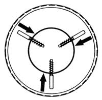 3. Screw remaining perches in equally to allow the cardinal ring to fit over their ends. 4. Unscrew perches evenly to the inside of the ring. Do not force. 5.