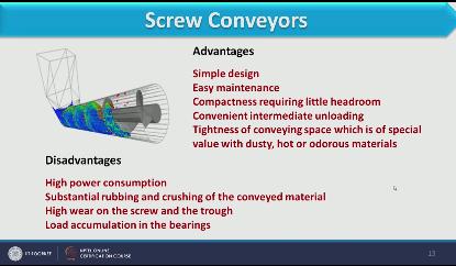 So screw conveyer that material is transported from one place to another place and feed and sometime we will include the hoper through which feed enters in to this and how it discharges the material