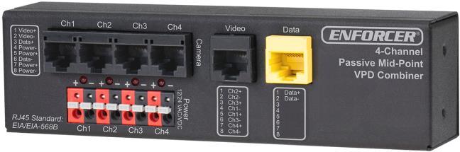 12VDC 16 EB-C304-01EQ 24VAC 4 EB-C316-60EQ* 24VAC 16 VPD (//Data) Combiners work in conjunction with standard passive VPD baluns and RJ45 cables to simplify and organize a large scale CCTV