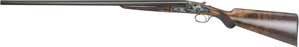 KRIEGHOFF ESSENCIA Essencia side-by-side shotgun standard configuration: Round-bodied steel receiver Color case-hardened finish Sidelocks Choice of straight-grip or Prince-of-Wales Purdey-style third