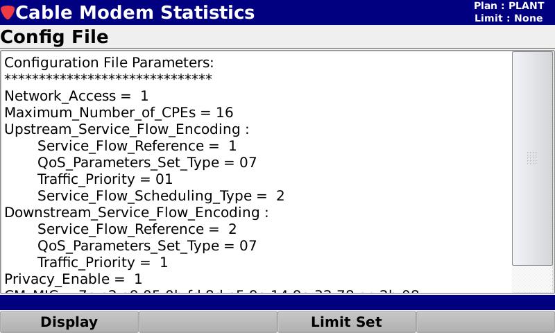 Profile Statistics Displays the performance statistics for all of the available OFDM profiles Displays the Profile Name, Locked