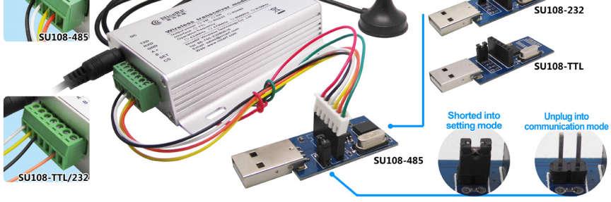 USB bridge board There are 3 type of USB bridge, which is SU108-TTL/ SU108-232 / SU108-485.SU108 -TTL is for TTL Interface, SU108-232 is for 232 Interface, SU108-485 is for 485 Interface.