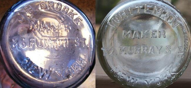 Containers and Marks A John B. Brooke Co. 1901 ad offered various types of milk jars with or without metal tops.