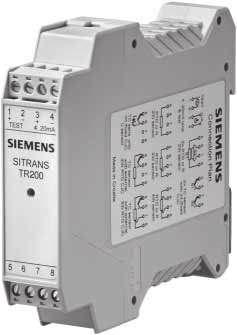 Transmitters for rail mounting SITRANS TR200 two-wire system, universal Overview Application SITRANS TR200 transmitters can be used in all industrial sectors.