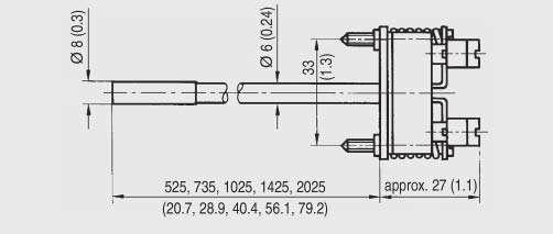 Resistance thermometers Accessories Measuring inserts, not explosion protected Design Components (design to DIN 4762) Measuring insert with resistor, insert tube with retaining plate, terminal block