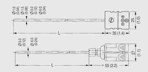 Thermocouples Jacket thermocouples with socket Siemens AG 2007 Overview The sensor is suitable for a temperature range from 0 to 800, 1000 or 1100 C (2 to 1472, 182 or 2012 F); a maximum temperature