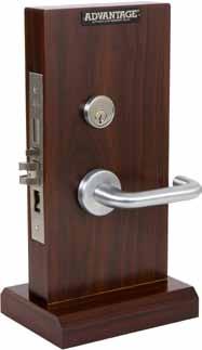 lock design features door thickness 1-3/4 to 2 standard, 2-1/4 special order spacing Center to center, hub to cylinder: 3-7/8 (98mm) Center to center, hub to turnpiece 2-11/16 (68 mm) handing Field