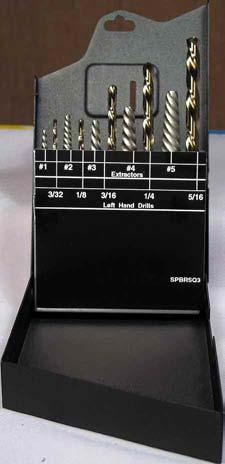 LEFT- HAND SPIRAL DRILLS Type 190-AL Special Hi-Molybdenum tool steel. 135 split point for fast penetration and accurate starting without center punch.