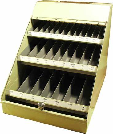 Displays, Cabinets & Indexes STOCKED COUNTER DISPLAYS Compact metal case attractively displays complete assortment of taps, dies, and wrenches.