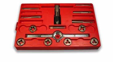 Hi-Carbon Taps & Dies 14PC / 16PC HI-CARBON TAP & DIE SETS Type 724 Professional Quality Made of high carbon tool steel. Sharp, clean cutting edges, hardened, and tempered to cut smooth threads.