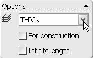 Modify a Line layer. 176) Click on the left line. 177) Click THICK layer from the Options box. Note: Align the MATERIAL, 178) Click OK from the Line Properties PropertyManager.