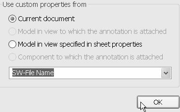 187) Click Link to Property from the Text Format box. 188) Select SW-File Name from the drop down list. 189) Click OK.