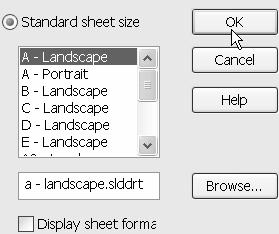 Activity: A-Size Drawing Template Create a new A-size drawing template. 340) Click File, New from the Main menu. 341) Double-click C-SIZE-ANSI-MM-EMPTY.