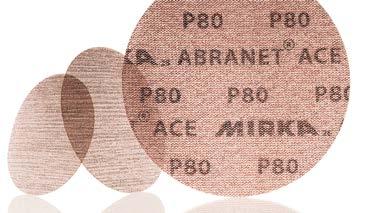 THE NET FAMILY Abranet Ace Grain Ceramic/Ceramic coated Bonding Resin over resin Backing Coating Colour Grit range Net Closed Grey P80 P240, P320 P800 Available as: 77 mm 125 mm 150 mm An addition to