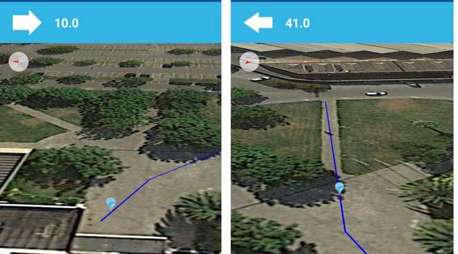 Lima et al. / Outdoor Navigation Systems to Promote Urban Mobility to Aid Visually Impaired People Figure 3. Final layouts to route blind people checks the distance to the next reference point.