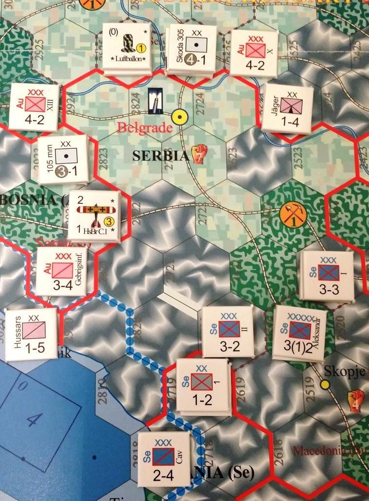 Now that setup is complete, you re ready to start. The Central Powers move first (1 st impulse), and start off the game by declaring war on Serbia.