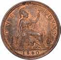 3951), very fine 75-100 246 247 246 Victoria, penny, 1860, beaded border, obv.