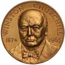 356 Winston Churchill, gold medallion, 1965, on his decease, by John Pinches, facing bust, rev. Churchill family shield of arms, 51mm., 22ct., wt. 105.28gms., marked on edge no.
