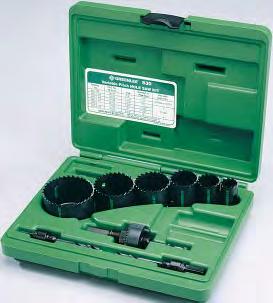 Bi-Metal Hole Saw Kits 835 / 27538 Several electrician s kits available providing an assortment of the most commonly used Greenlee variable pitch hole saw sizes and arbors.